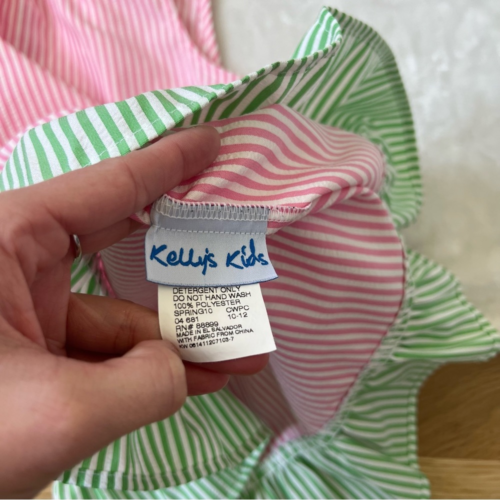 Kelly's Kids Seersucker Dress 14 pink blue green Xl summer bright colorful - Picture 4 of 7